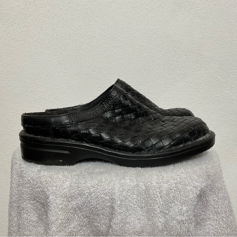 NWOT Dexter Black Woven Round Toe Mules Size 9.5 Comfort Basic Office Career